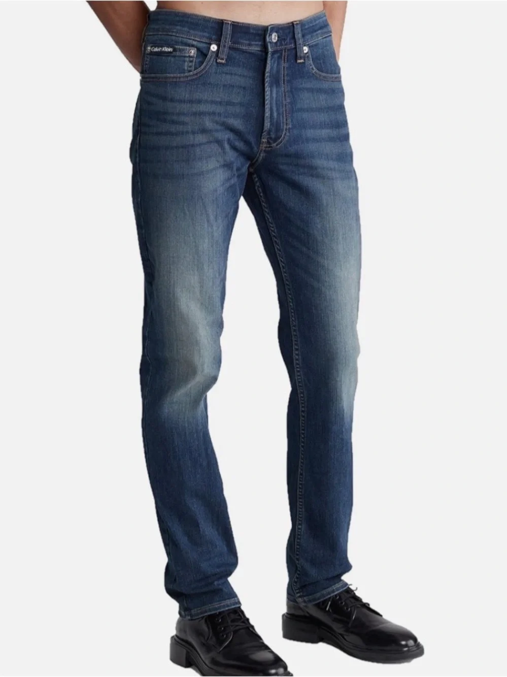 CALVIN KLEIN Men's Slim Fit Mid Rise High Stretch Dark Indigo Jeans--NWT--38x32